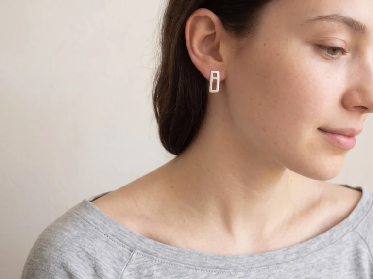 Asymmetrical Brushed Silver Stud Earrings