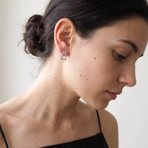 Mismatched Matte Silver Stud Earrings