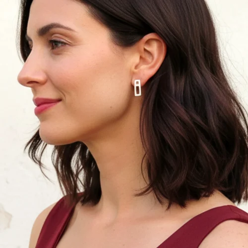 Asymmetrical Brushed Silver Stud Earrings