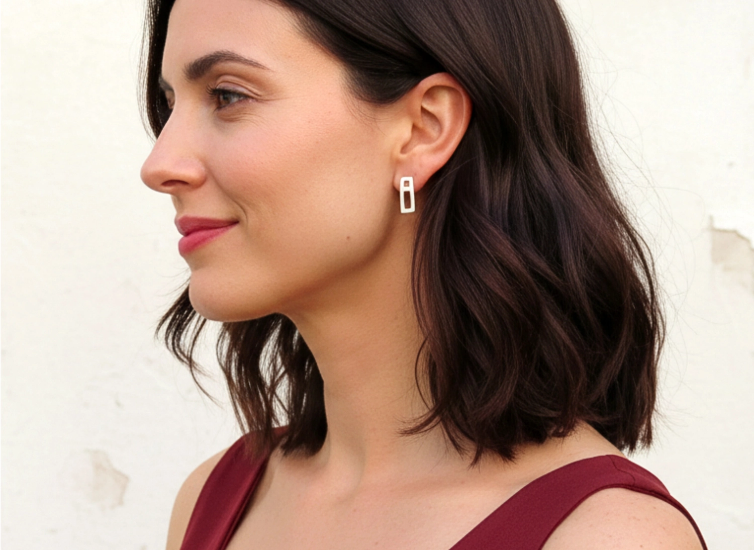 Asymmetrical Brushed Silver Stud Earrings