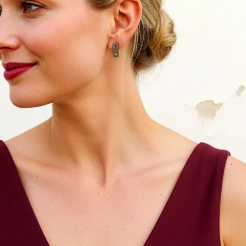 Black Silver Unmatched Stud Earrings