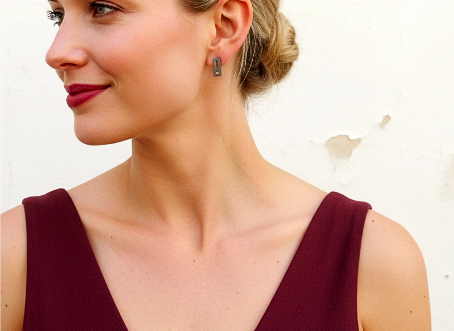 Black Silver Unmatched Stud Earrings