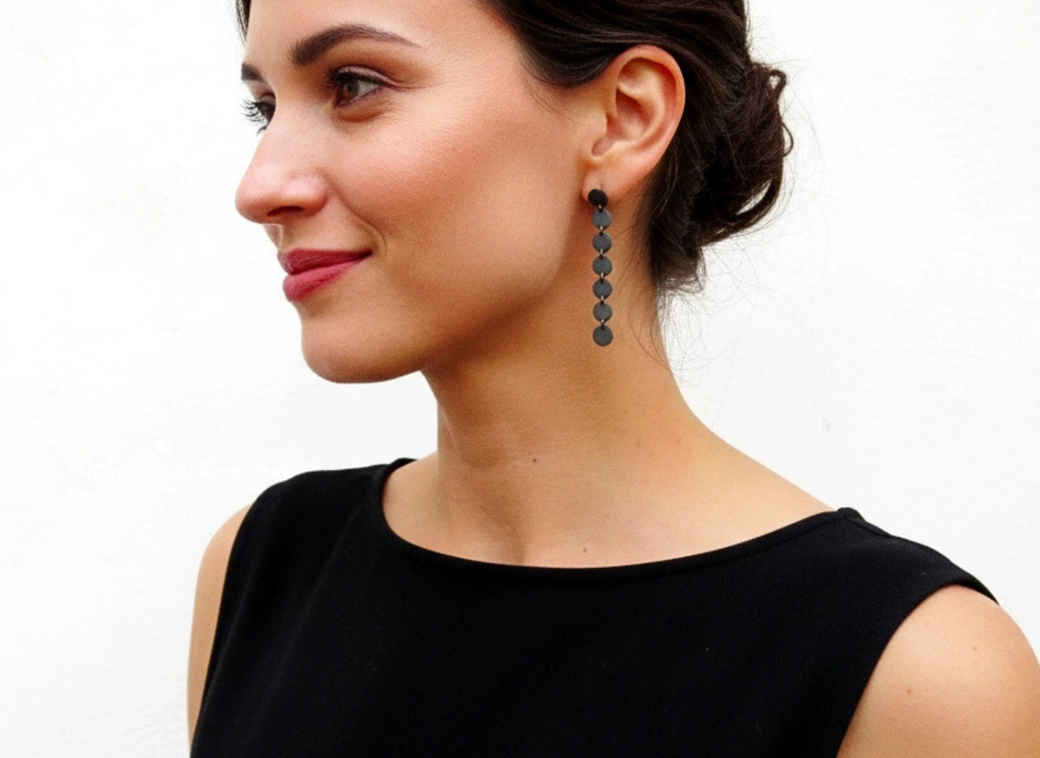 Long Hanging Earrings in Oxidized Silver