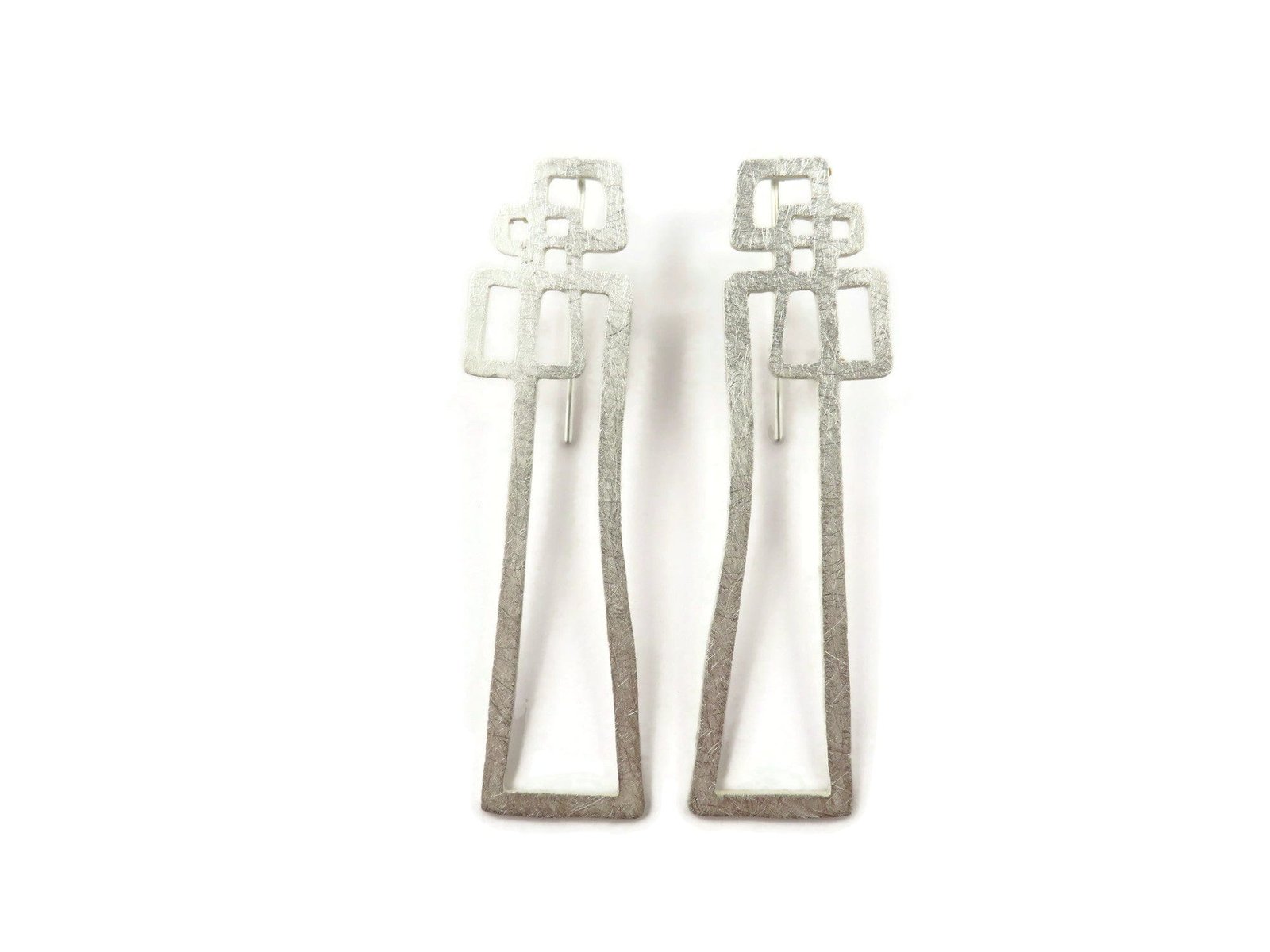 AbstractLineSilverDangleEarrings