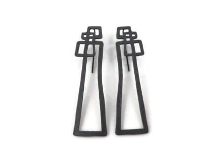 Abstract Oxidized Silver Dangle Earrings