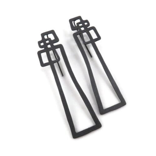 Abstract Oxidized Silver Dangle Earrings