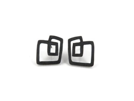 Abstract Oxidized Silver Stud Earrings