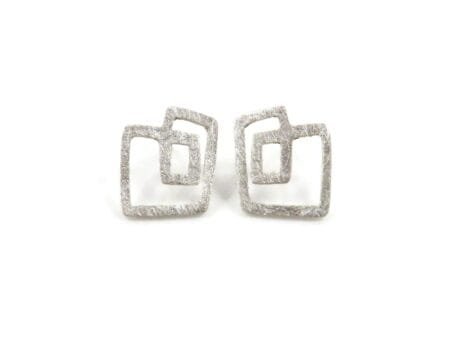 Abstract Silver Stud Earrings