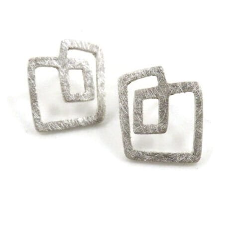 Abstract Silver Stud Earrings