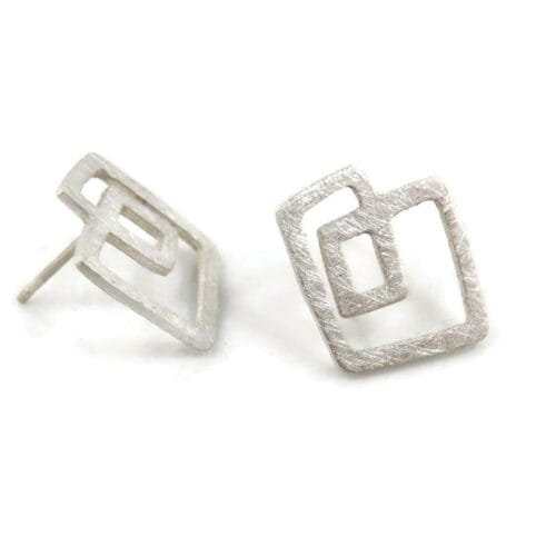 Abstract Silver Stud Earrings