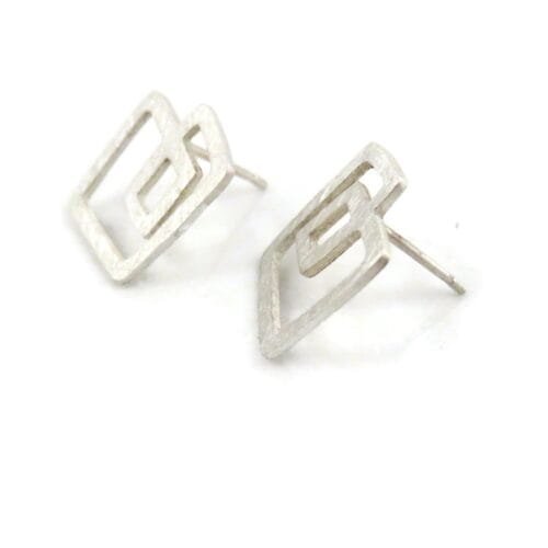 Abstract Silver Stud Earrings