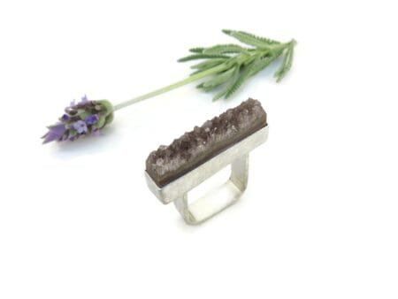 Amethyst Drusa Silver Ring