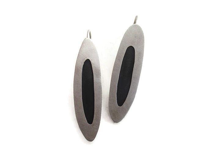 Asymmetrical Silver Dangle Earrings CELL 9