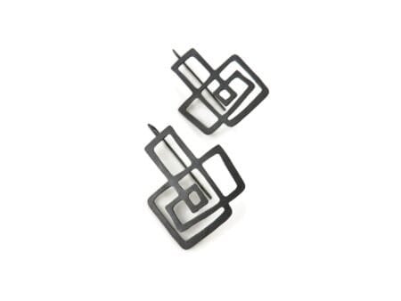 Modernist Oxidized Silver Dangle Earrings