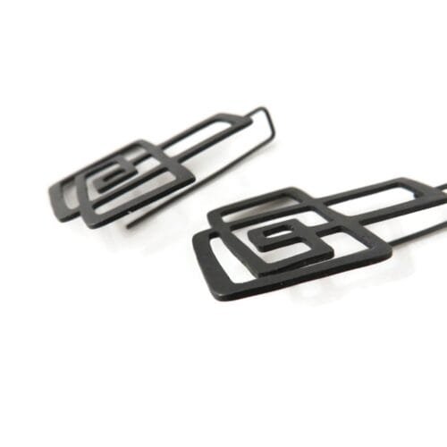 Modernist Oxidized Silver Dangle Earrings