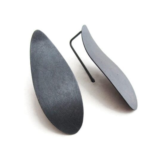 Oxidized Silver Wave Dangle Earrings