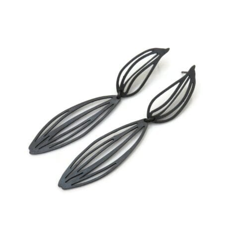 Botanical Oxidized Silver Drop Earrings
