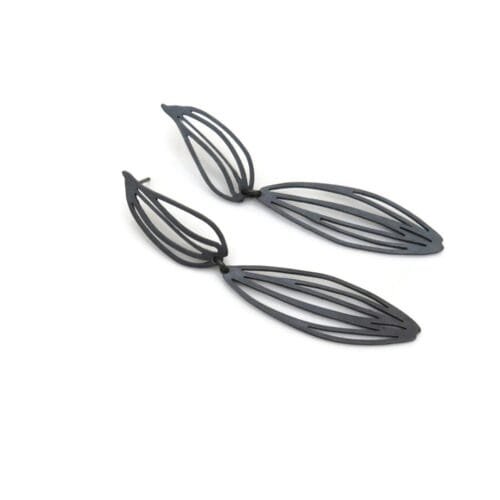 Botanical Oxidized Silver Drop Earrings