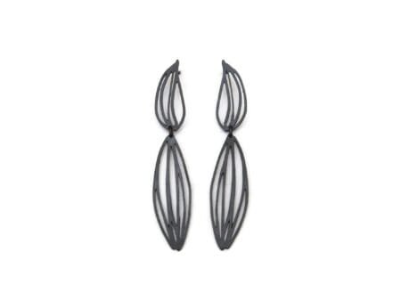 Botanical Oxidized Silver Drop Earrings