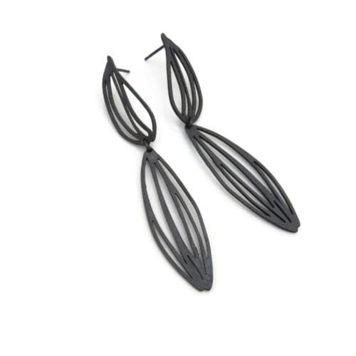 Botanical Oxidized Silver Drop Earrings