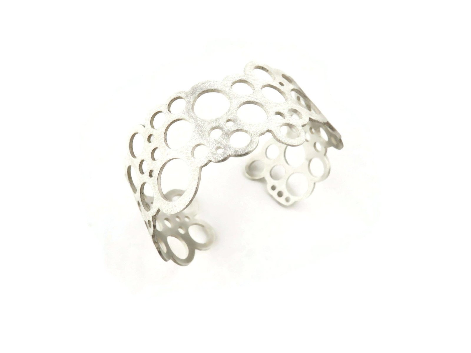 CirclesGeometricSilverCuffBracelet