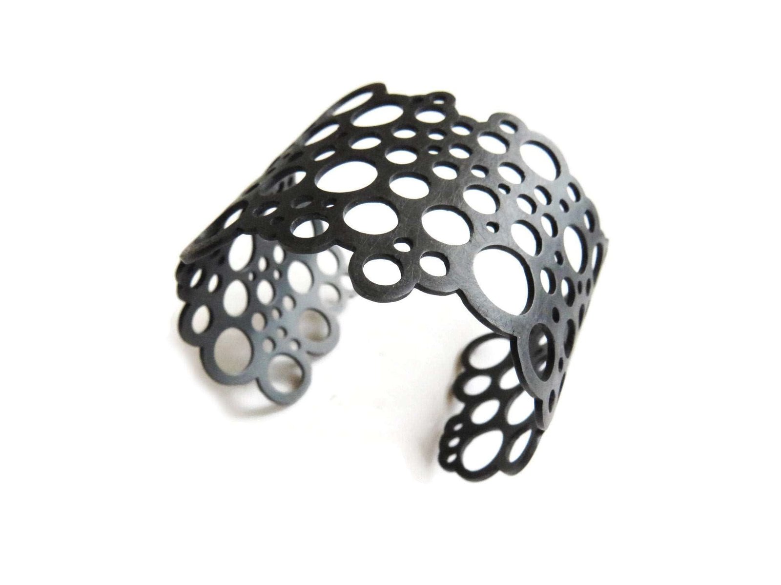 CirclesWideOxidizedSilverCuffBracelet 1