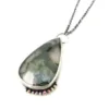 Large Moss Agate Silver Pendant