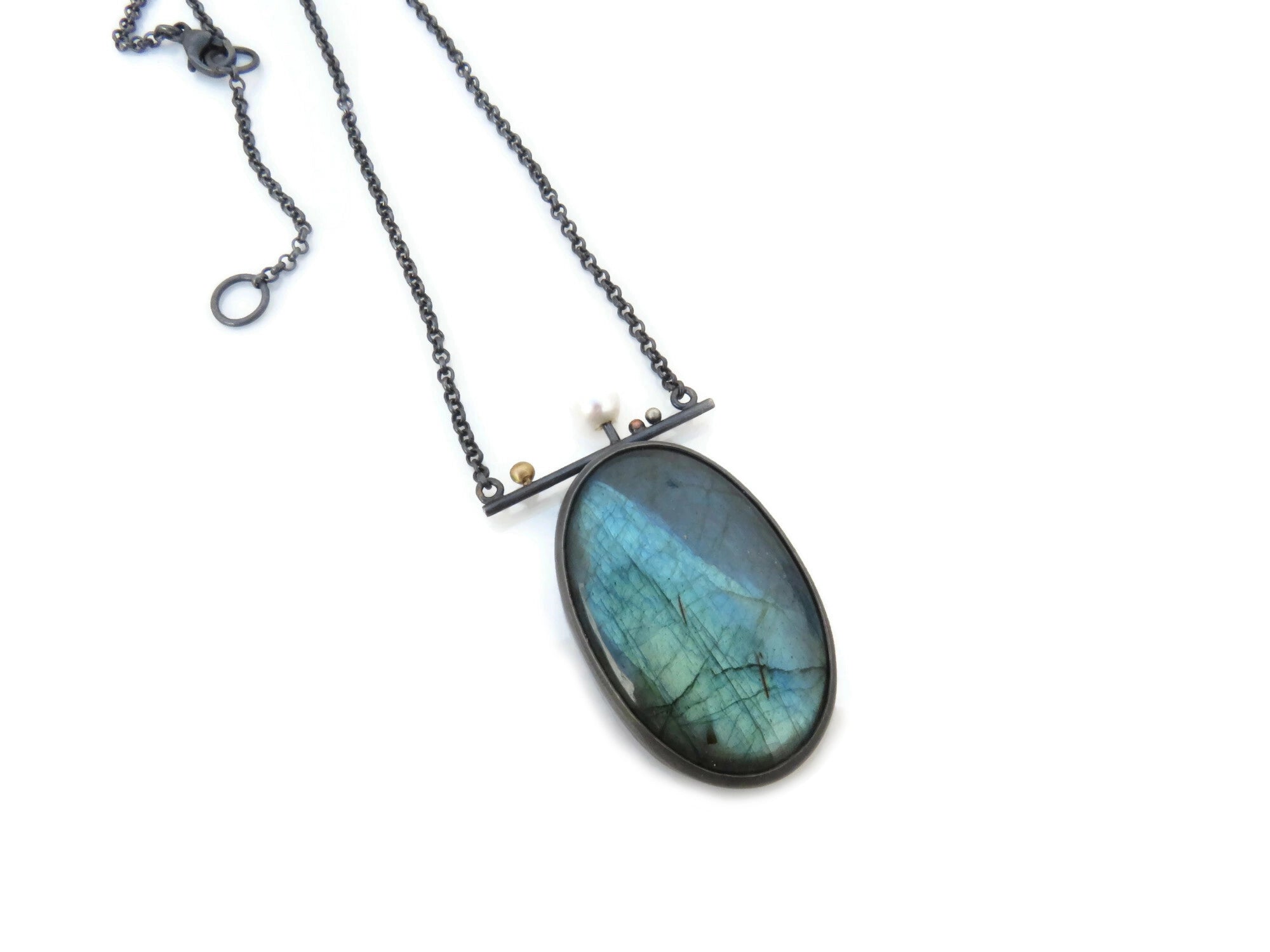 Labradorite Necklace in Oxidized Silver