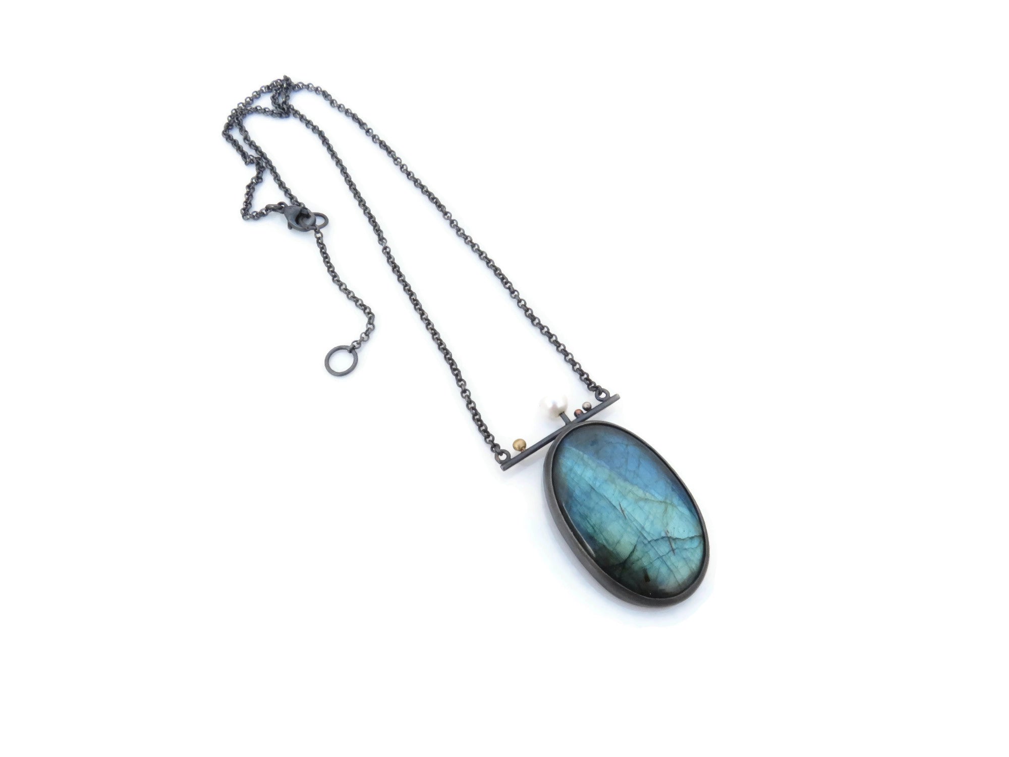 Labradorite Necklace in Oxidized Silver