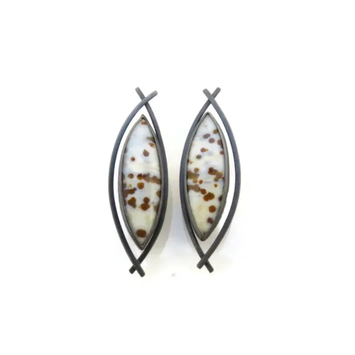 Ocean Jasper Oxidized Silver Dangle Earrings