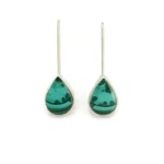 Malachite Dangle Earrings in Silver