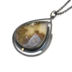 Moss Agate Oxidized Silver Necklace