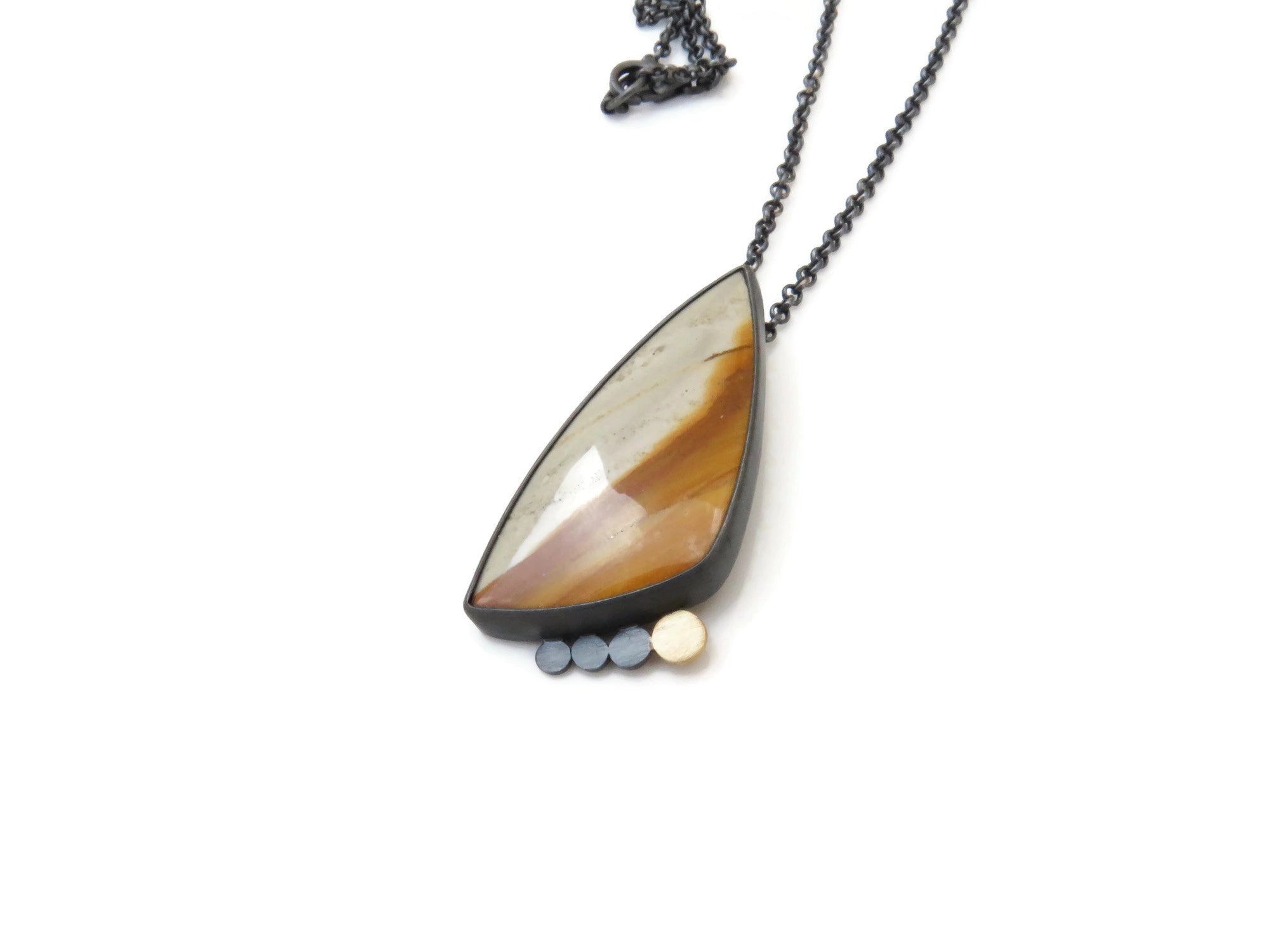 Polychrome Jasper Pendant in Oxidized Silver and Gold