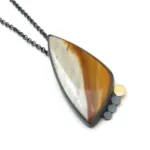 Polychrome Jasper Pendant in Oxidized Silver and Gold