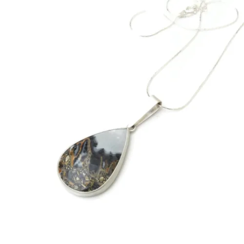 Maligano Jasper Pendant in Matte Silver