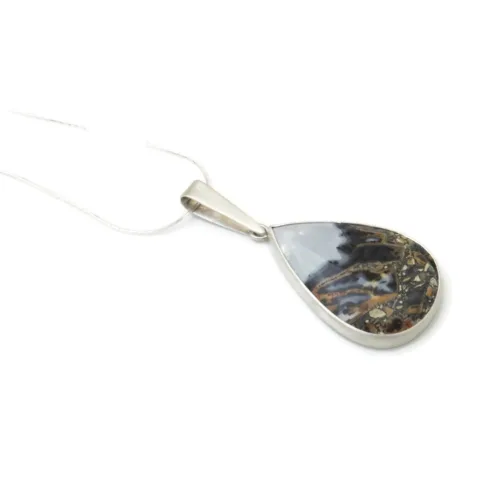 Maligano Jasper Pendant in Matte Silver
