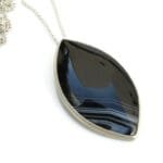 Large Onyx Pendant Silver Necklace