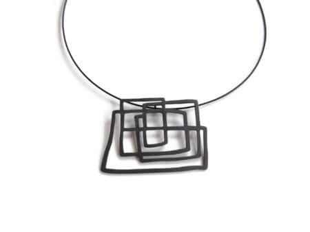 Large Abstract Black Silver Pendant