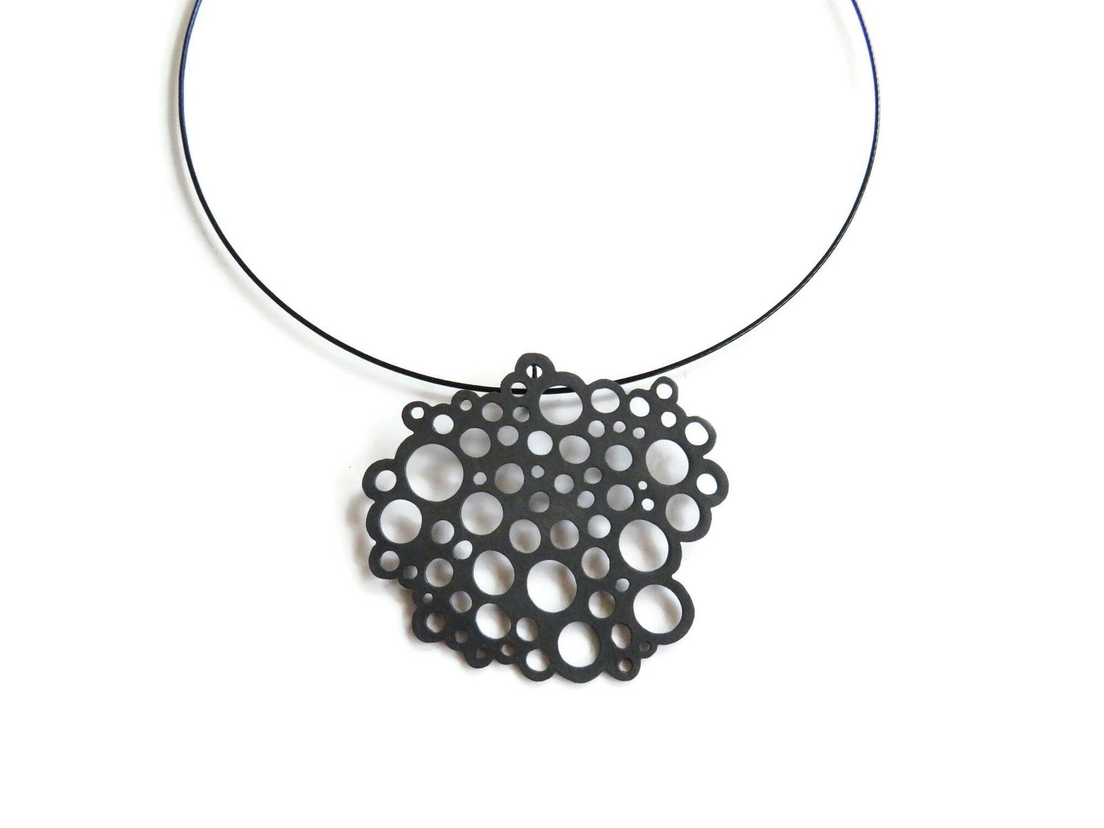 Large Sculptural Oxidized Silver Pendant