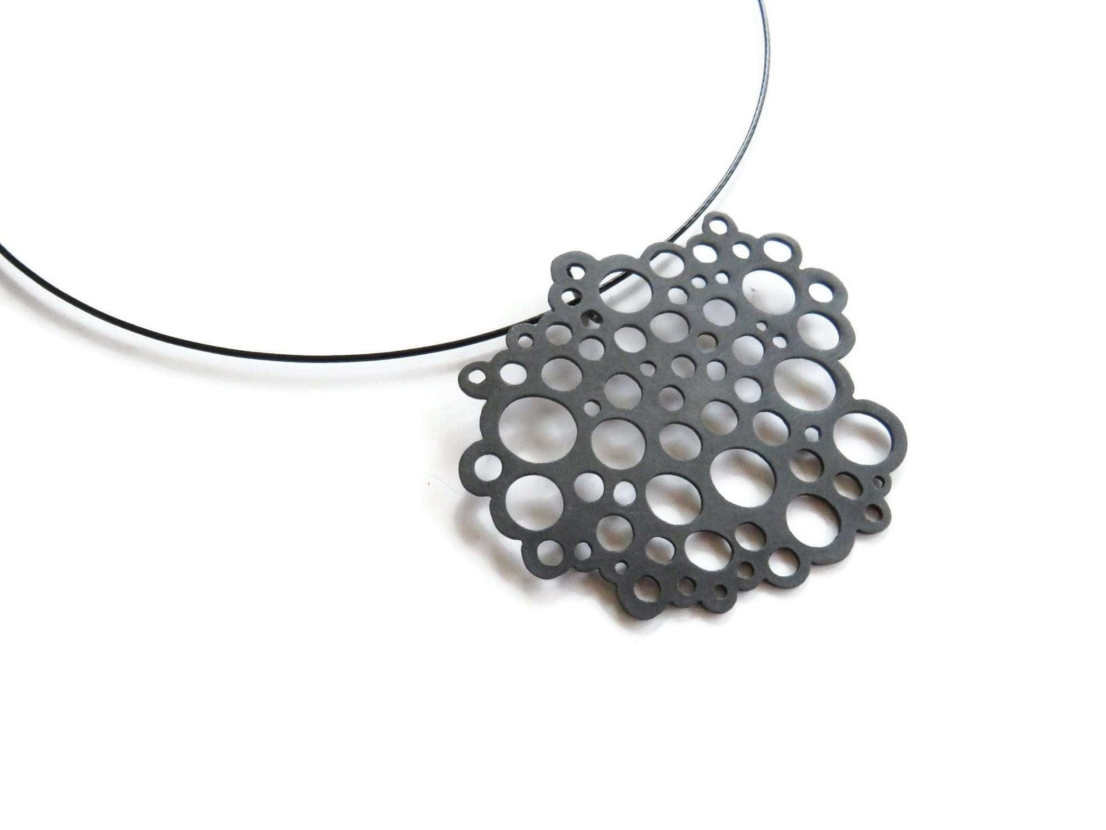 Large Sculptural Oxidized Silver Pendant