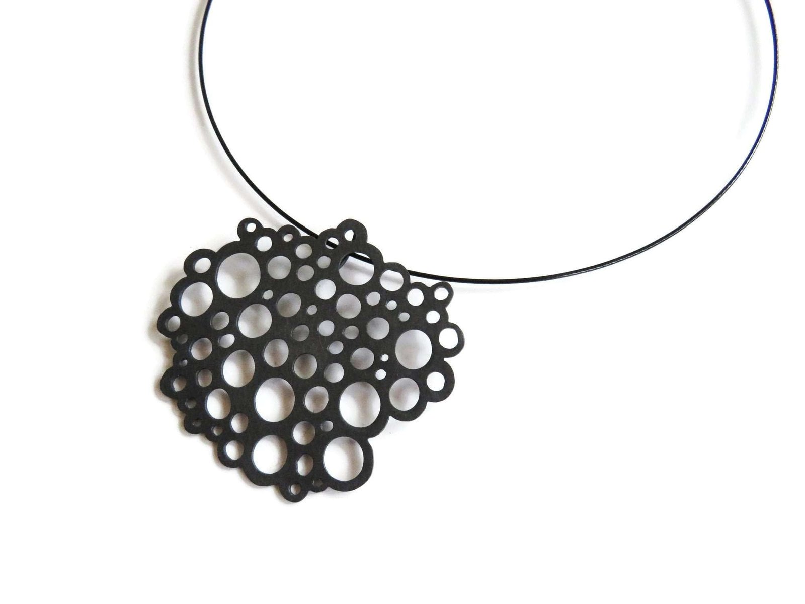 Large Sculptural Oxidized Silver Pendant