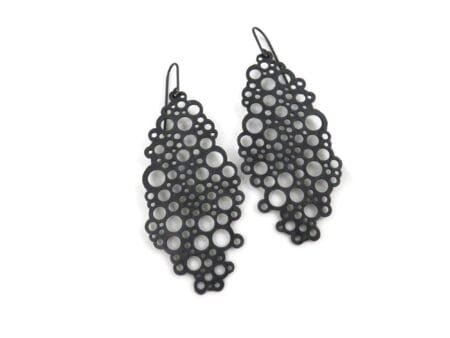 Large Geometric Oxidized Silver Dangle Earrings