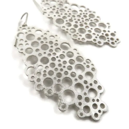 Large Statement Silver Dangle Earrings