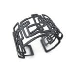 Linear Geometric Oxidized Silver Cuff Bracelet