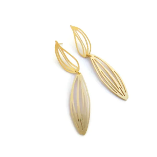 Long Double gold plated earrings