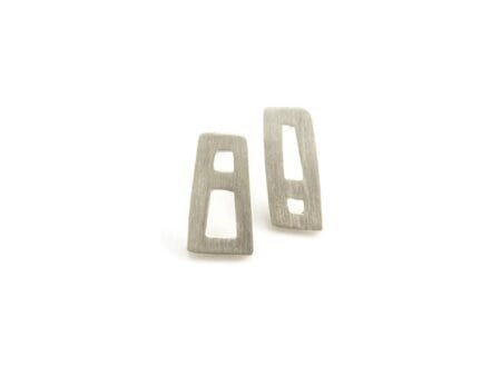 Matte Silver Unmatched Stud Earrings