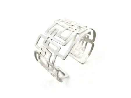Modernist Wide Silver Cuff Bracelet