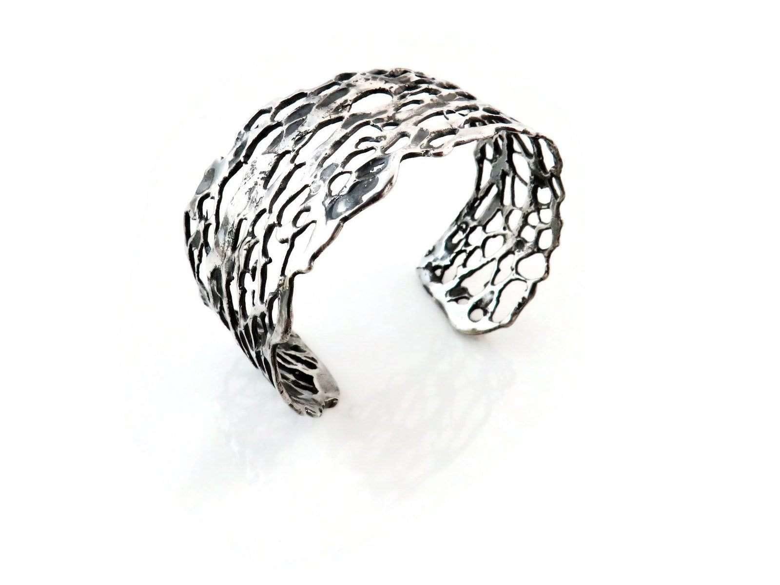 Natural Pattern Silver Cuff Bracelet OPU 1 1