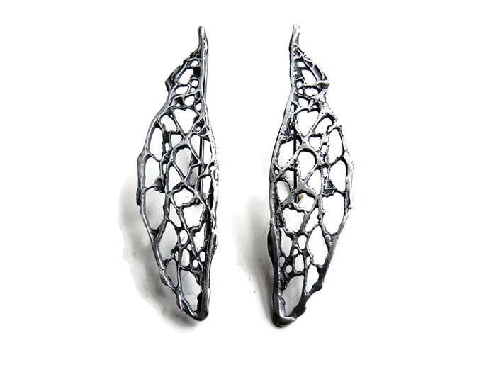 Natural Pattern Silver Earrings OPU 4