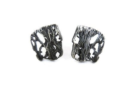 Organic Textured Silver Stud Earrings